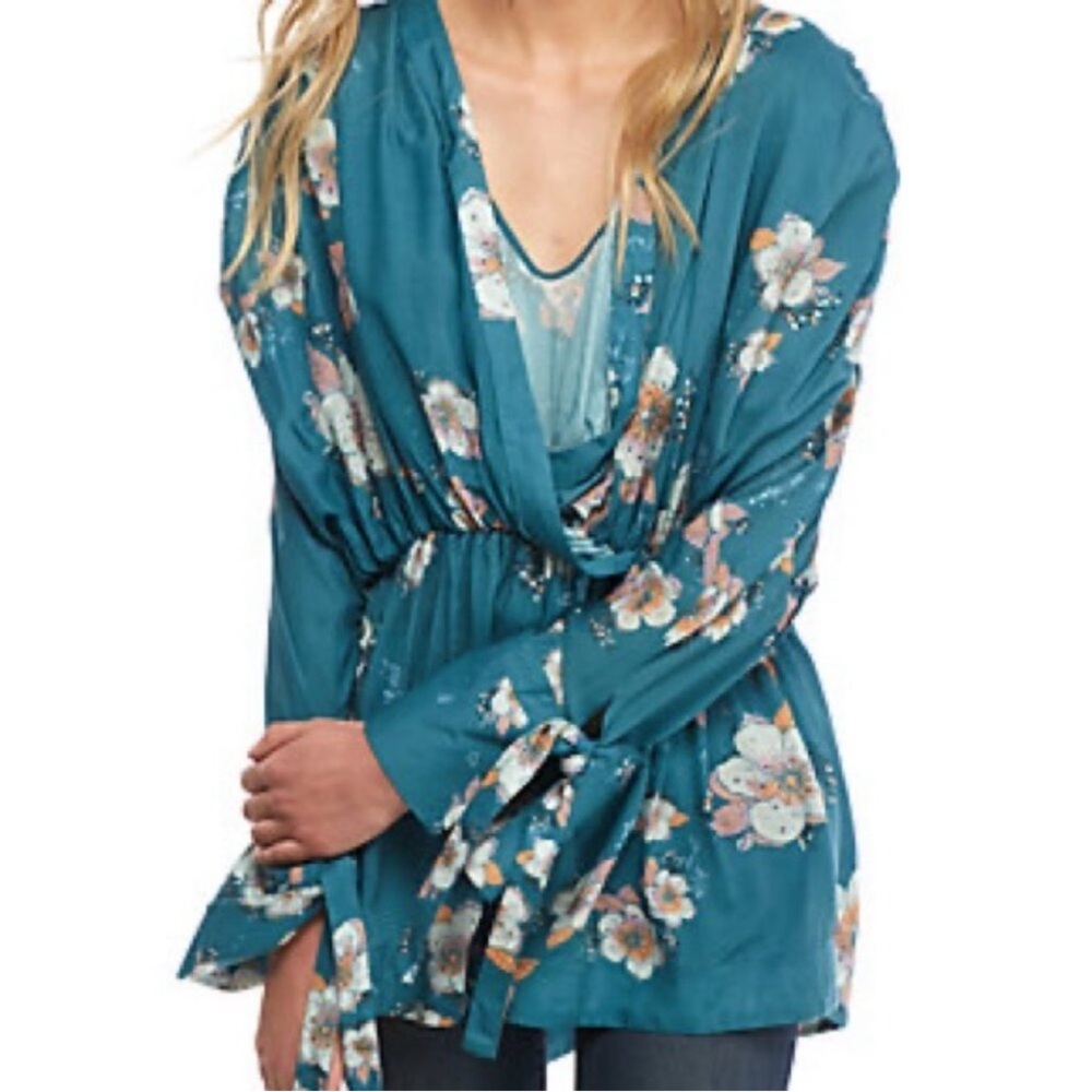 Free People Teal Floral Tunic - Picture 6 of 12